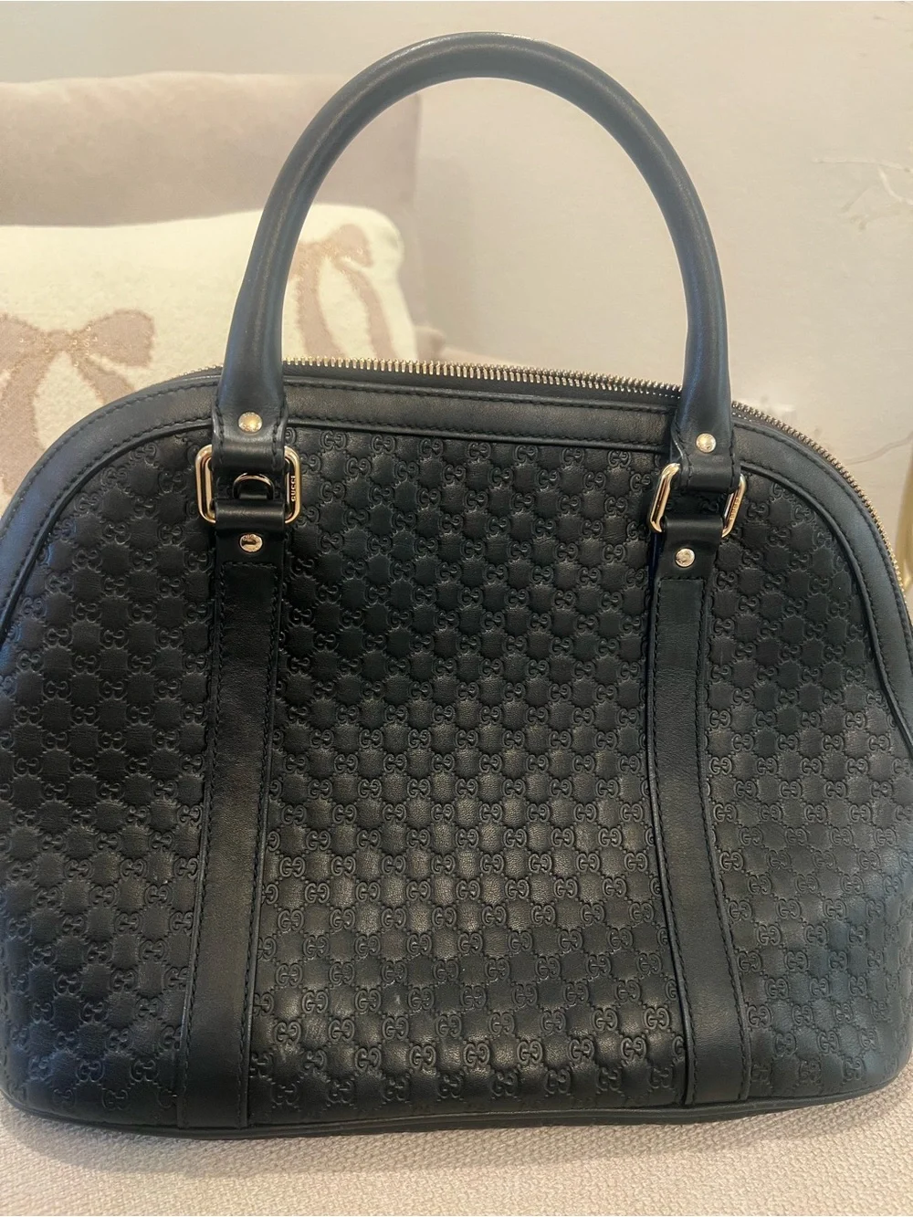Black Gucci Dome Microguccissima Satchel Medium With Detachable Cross Body Strap
